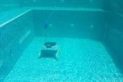 Underwater view of pool cleaning equipment at Crane Aquatics.