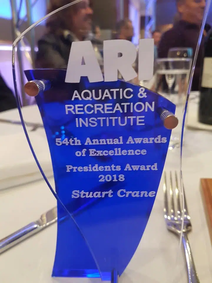 ARI Aquatic & Recreation Institute award trophy.